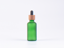 Grünglasflasche 50ml, mit Pipette Walnut
